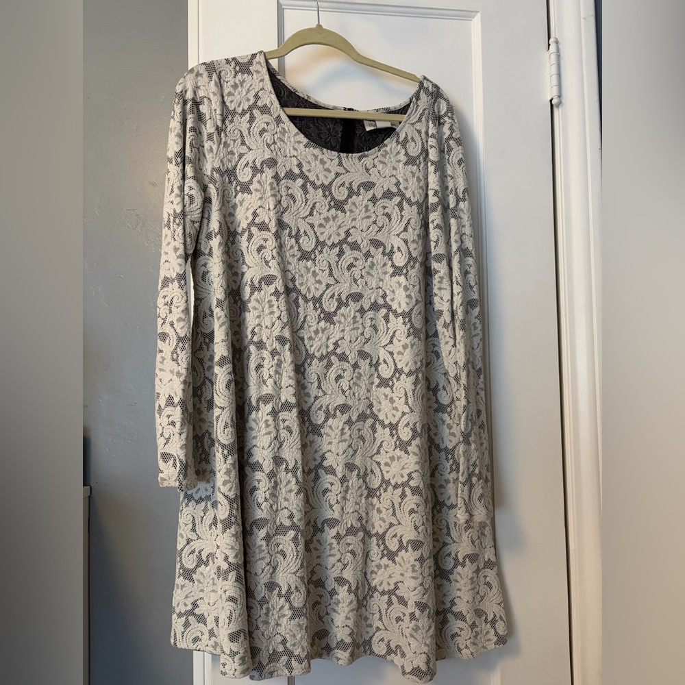 Boho Chic Black and Cream Mini Swing Dress